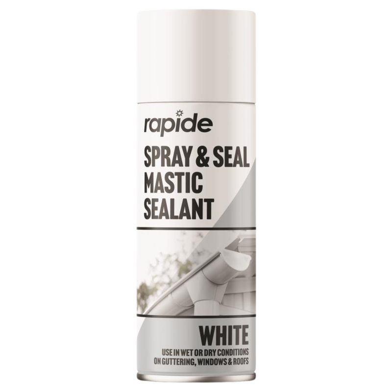 Spray & Seal White Mastic Sealant 400ml Leak Fix Stop Sealant Instant For Waterproof Gutter, Roof, Pipe, Windows